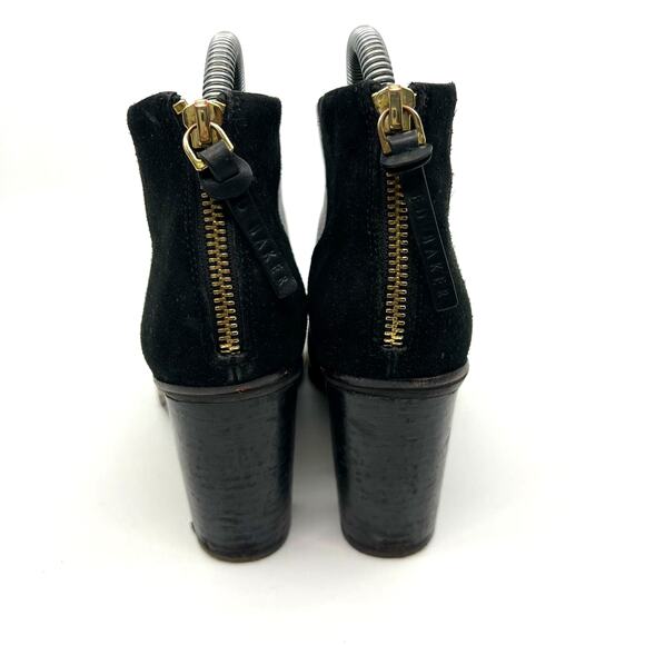 Ted Baker Azaila Black Suede and Leather Heeled Boots Women's 7 US - Picture 6 of 8